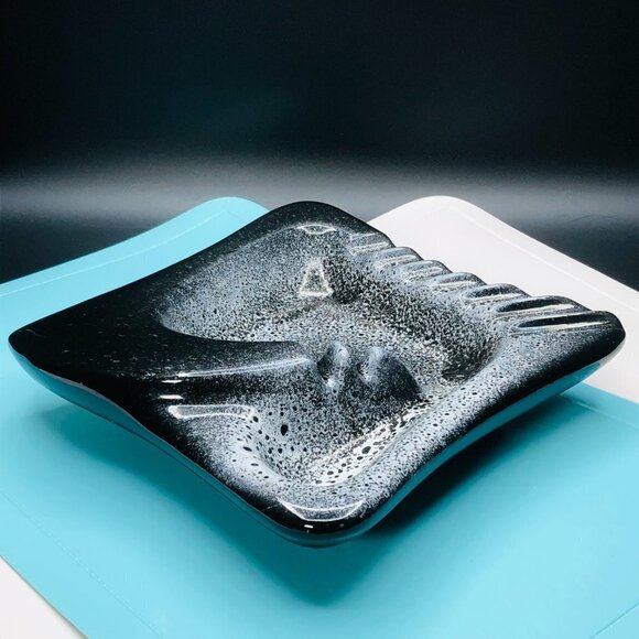 Beauceware Ceramic Ashtray Beauce Pottery #906 Black White Spatter Accent Bowl - Picture 6 of 13